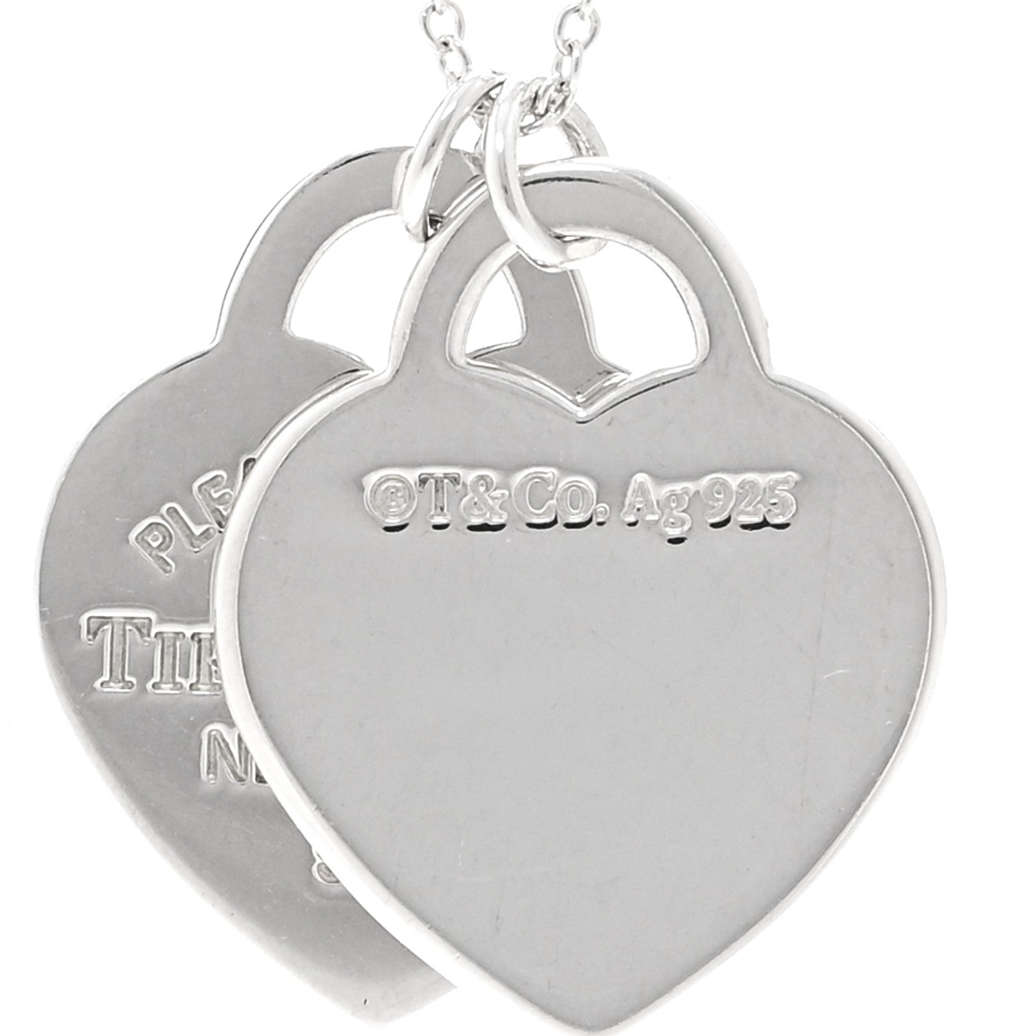 Tiffany Sterling Silver Enamel Return to Tiffany Double Heart Tag Pendant Necklace Blue 5 of 5