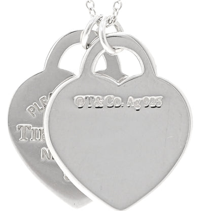 Tiffany Sterling Silver Enamel Return to Tiffany Double Heart Tag Pendant Necklace Blue 5 of 5