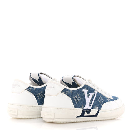 Louis Vuitton Calfskin Monogram Denim Womens Charlie Sneakers 36 White Blue 5 of 11