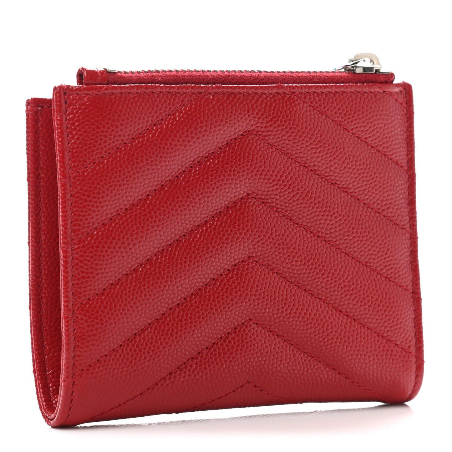 Grain De Poudre Matelasse Chevron Monogram Zipped Card Case Bandana Red