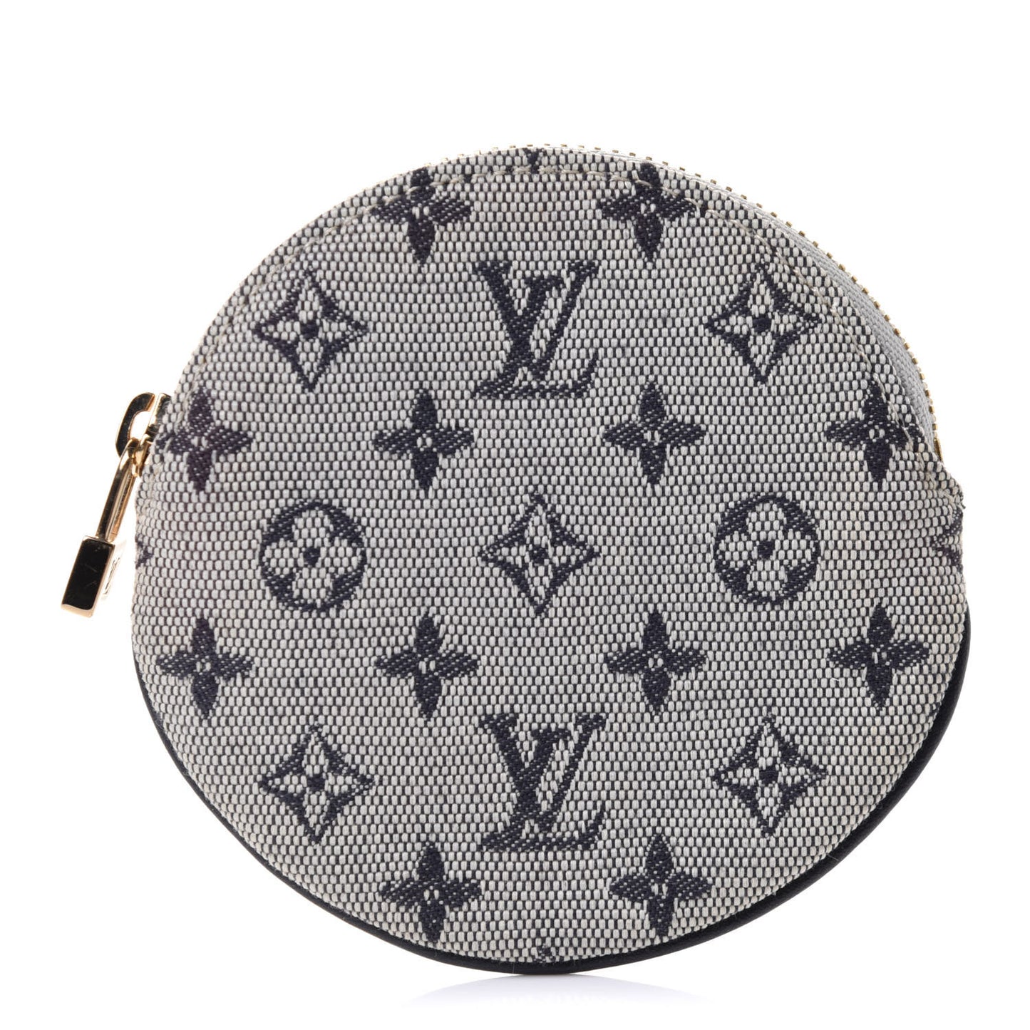 Mini Lin Croisette Round Coin Purse Blue