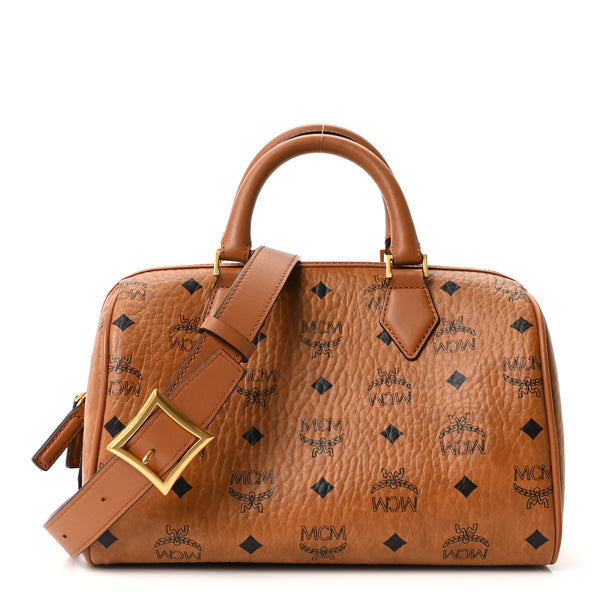 MCM Visetos Small Ella Boston Bag Cognac 1839863 – FASHIONPHILE