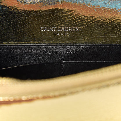 Saint Laurent Metallic Crackled Calfskin Kate Monogram Tassel Chain Wallet Gold 5 of 12