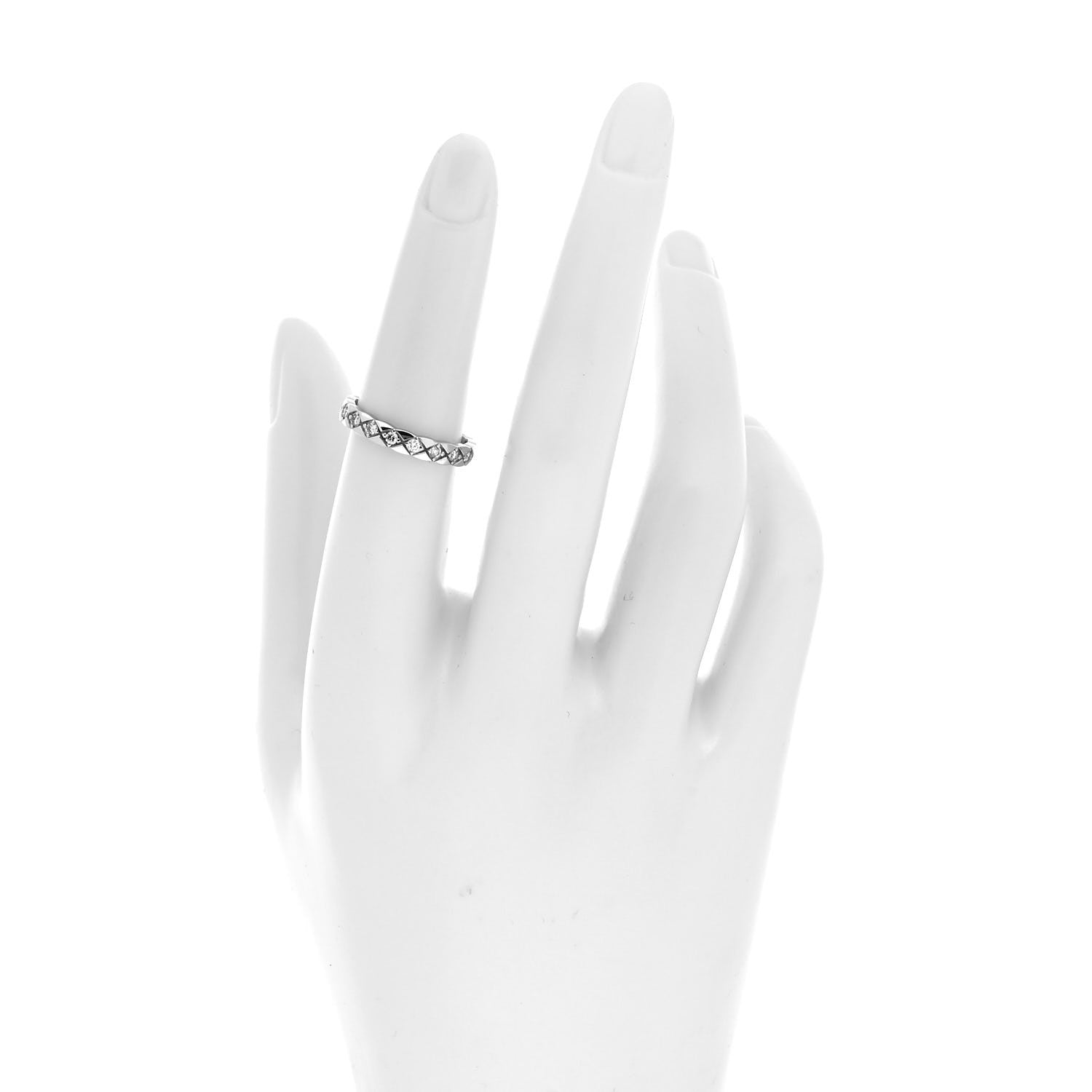 Chanel 18K White Gold Diamond Mini Coco Crush Ring 51 5.75 2 of 4