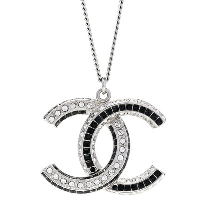 Chanel Baguette Crystal Large CC Necklace Silver Black 4 of 6