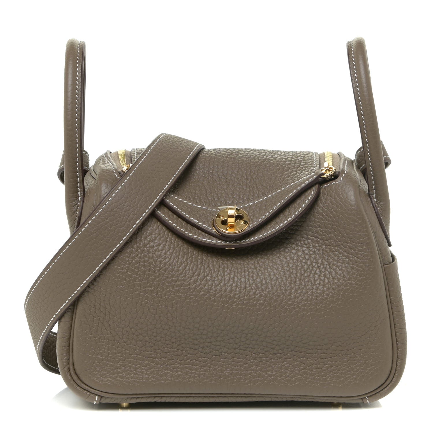 Hermes Taurillon Clemence Mini Lindy 20 Etoupe 1 of 12