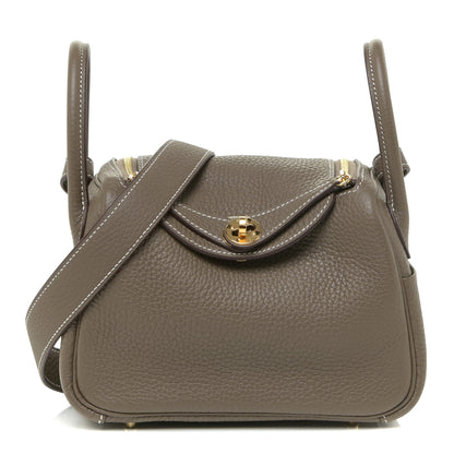 Hermes Taurillon Clemence Mini Lindy 20 Etoupe 1 of 12