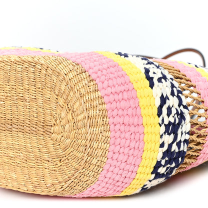 Loewe Raffia Anagram Paulas Ibiza Small Basket Tote Bag Natural Pink Tulip 9 of 10