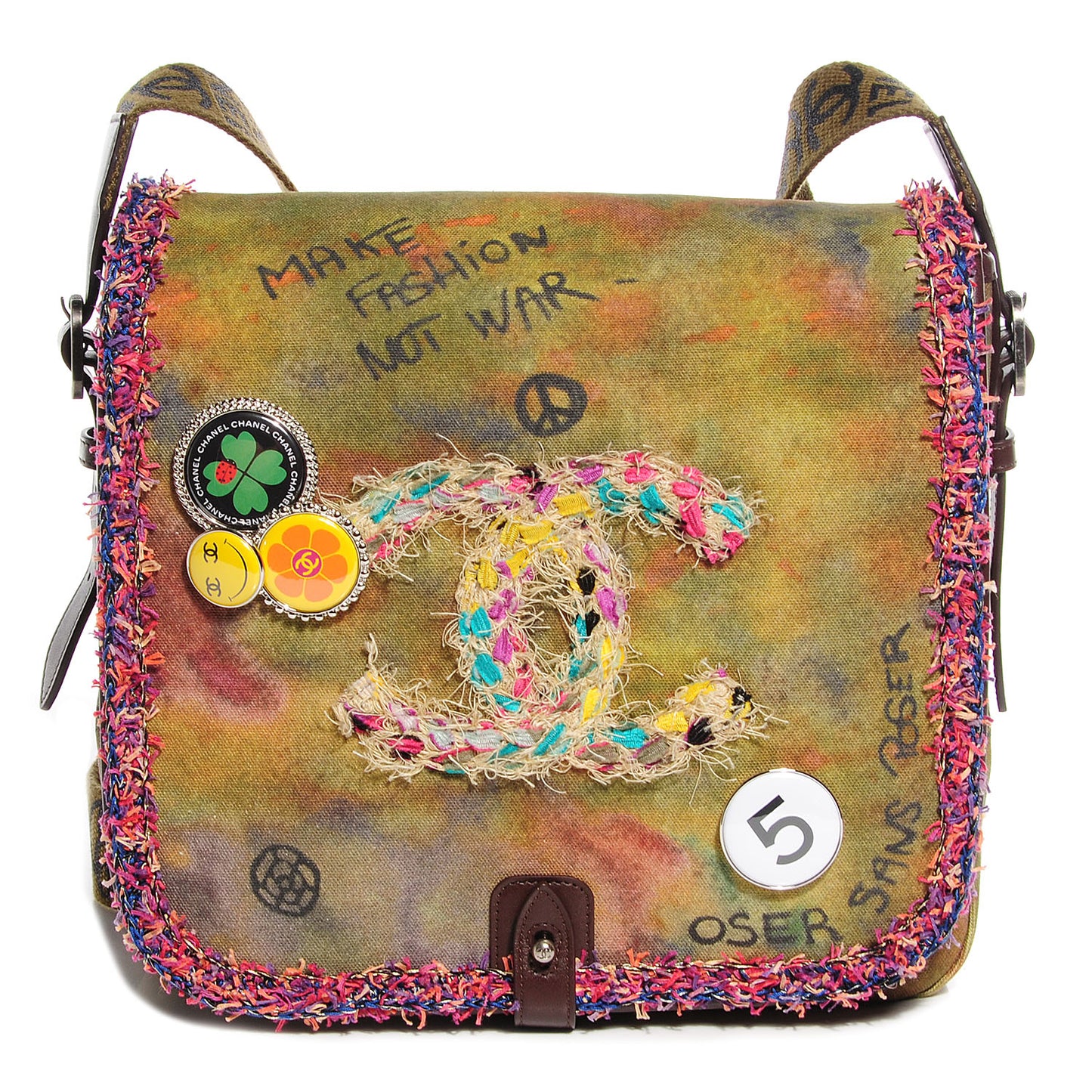 Washed Toile Graffiti On The Pavements Messenger Khaki Multicolor