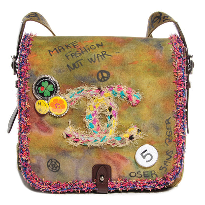 Chanel Washed Toile Graffiti On The Pavements Messenger Khaki Multicolor 1 of 8