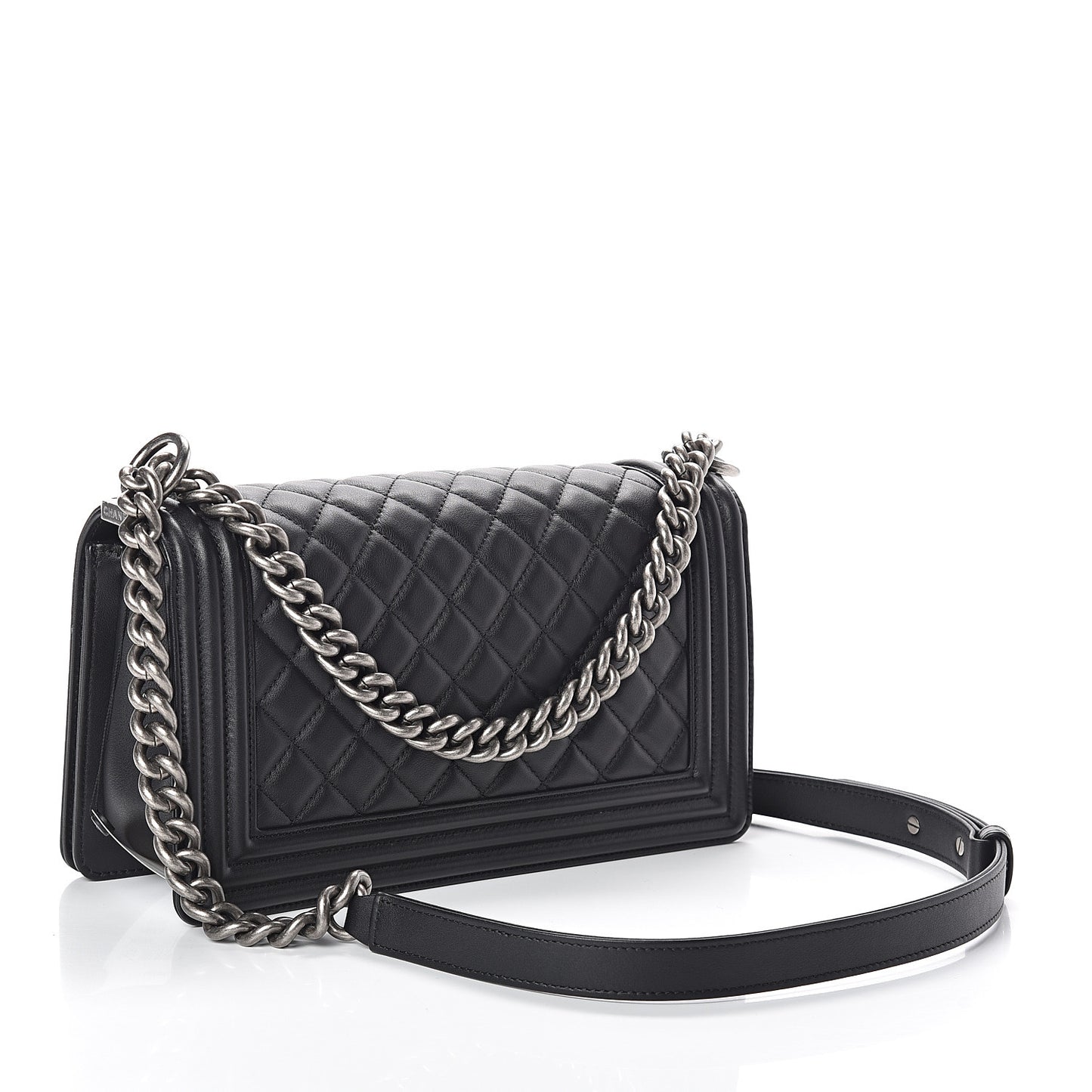 Calfskin Quilted Medium Boy Flap Black