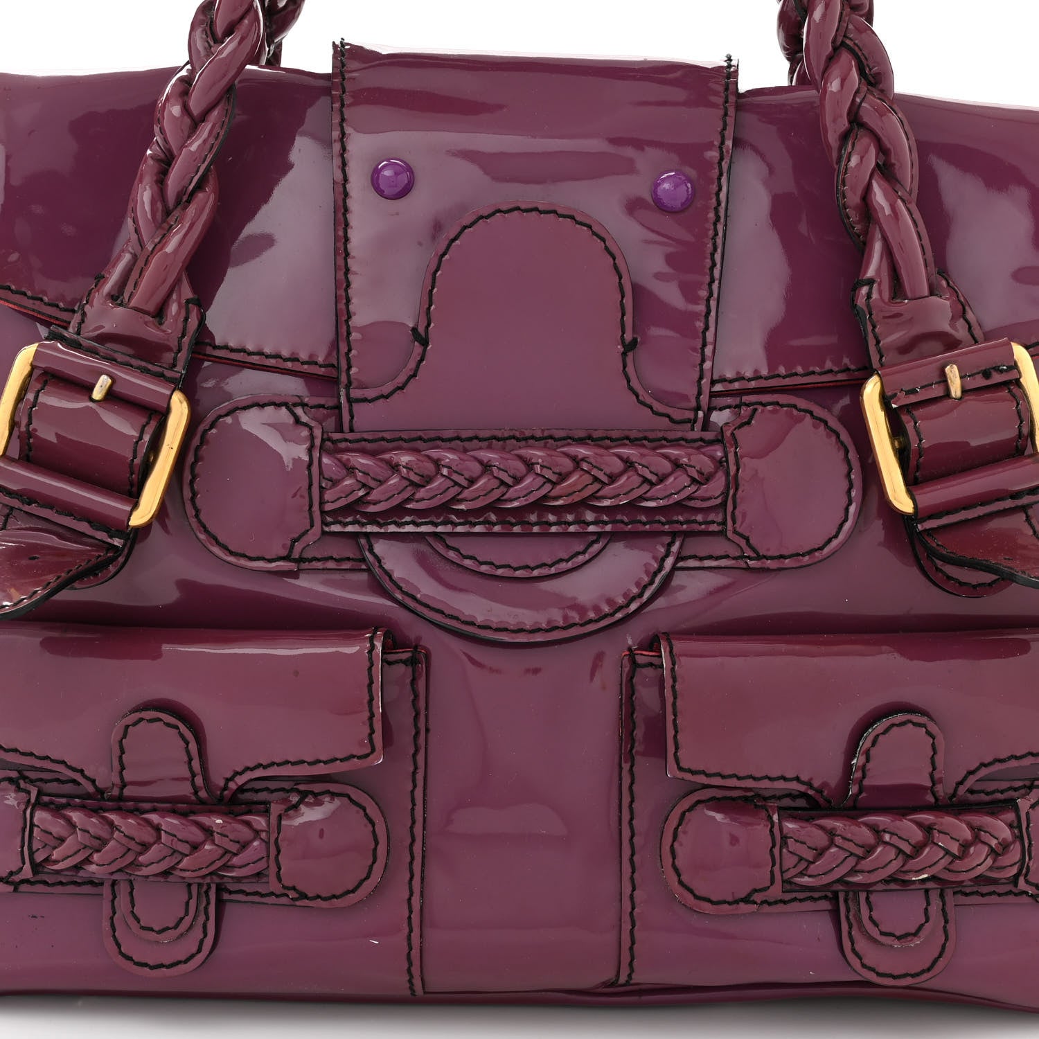 Valentino Garavani Patent Large Histoire Purple 8 of 15