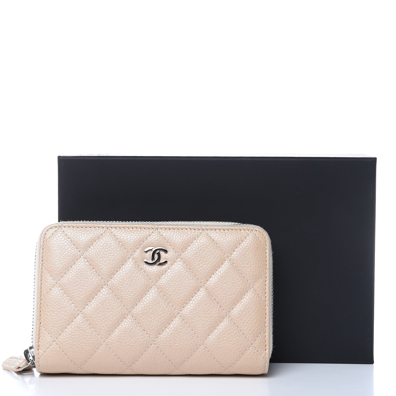 Chanel Caviar Quilted Large Gusset Double Zip Around Wallet Beige 11 of 11