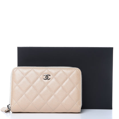 Chanel Caviar Quilted Large Gusset Double Zip Around Wallet Beige 11 of 11
