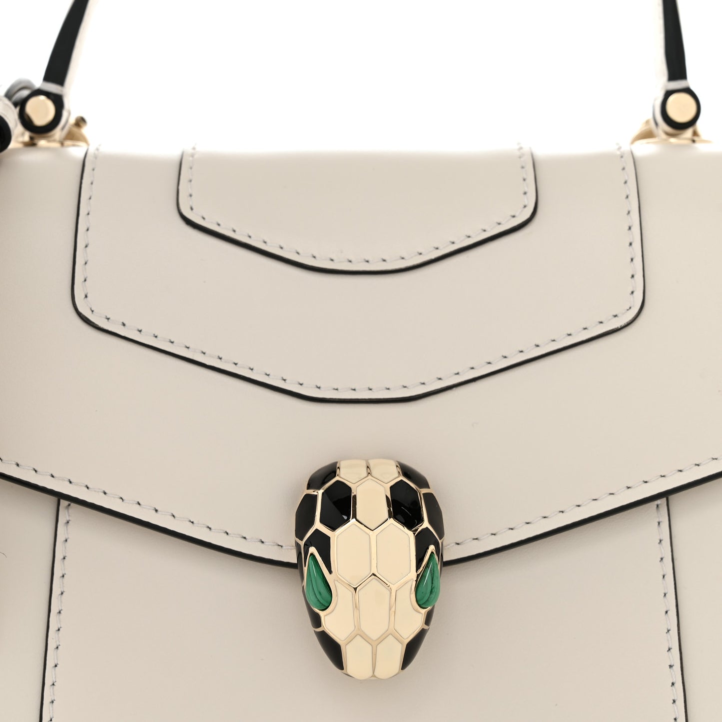 Calfskin Serpenti Forever Top Handle White
