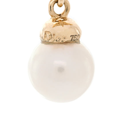 Christian Dior 18K Yellow Gold Diamond Cultured Pearl Logo Pendant 5 of 5