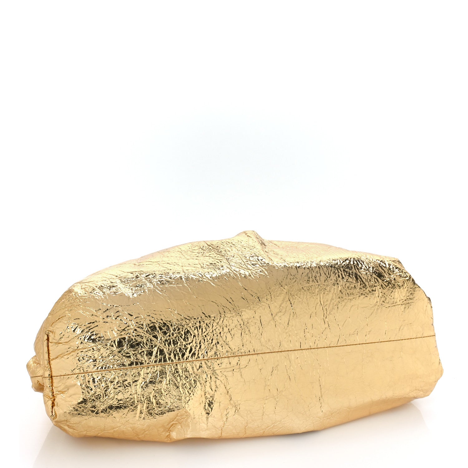 Bottega Veneta Metallic Crinkled Lambskin The Pouch Oversized Clutch Oro 4 of 10