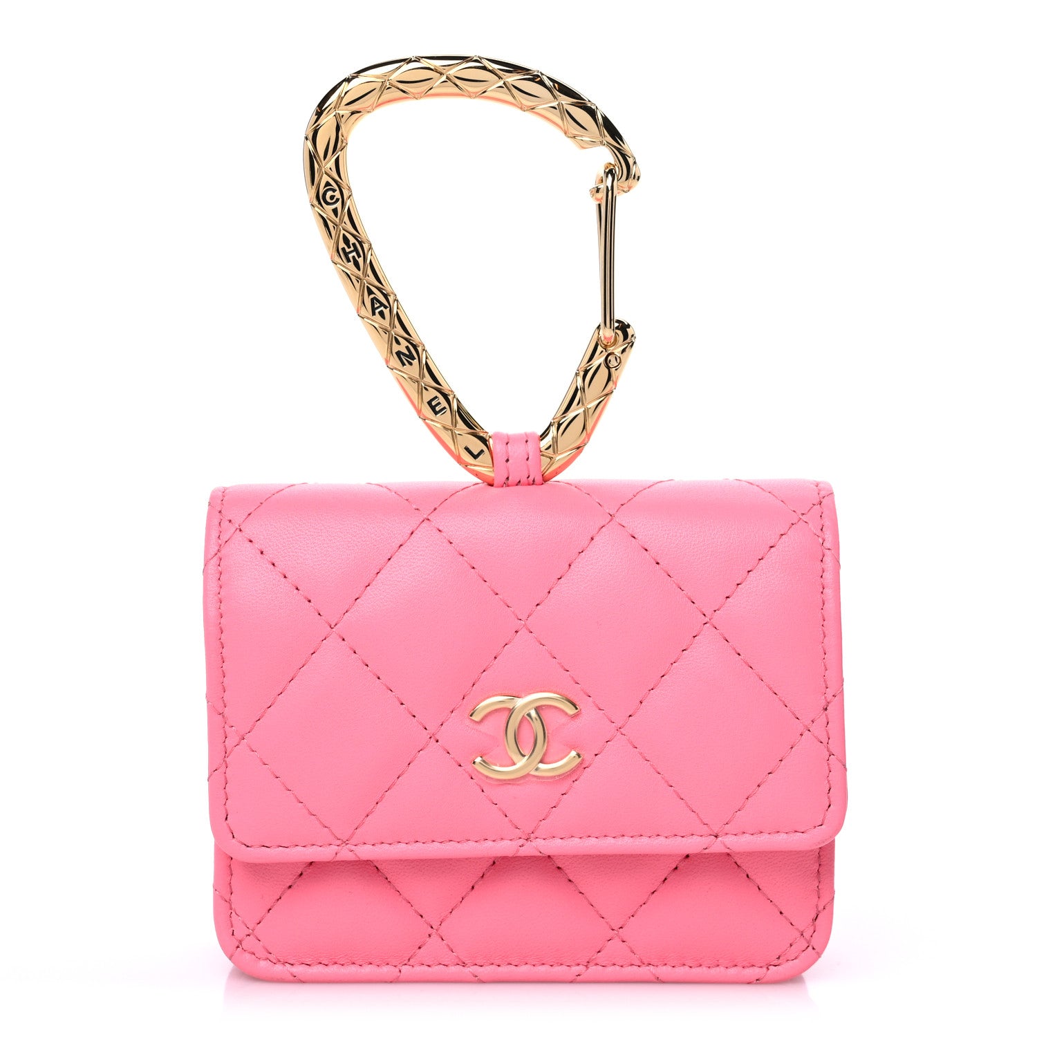 Chanel Lambskin Quilted CC Hook Card Holder Pink 1 of 11