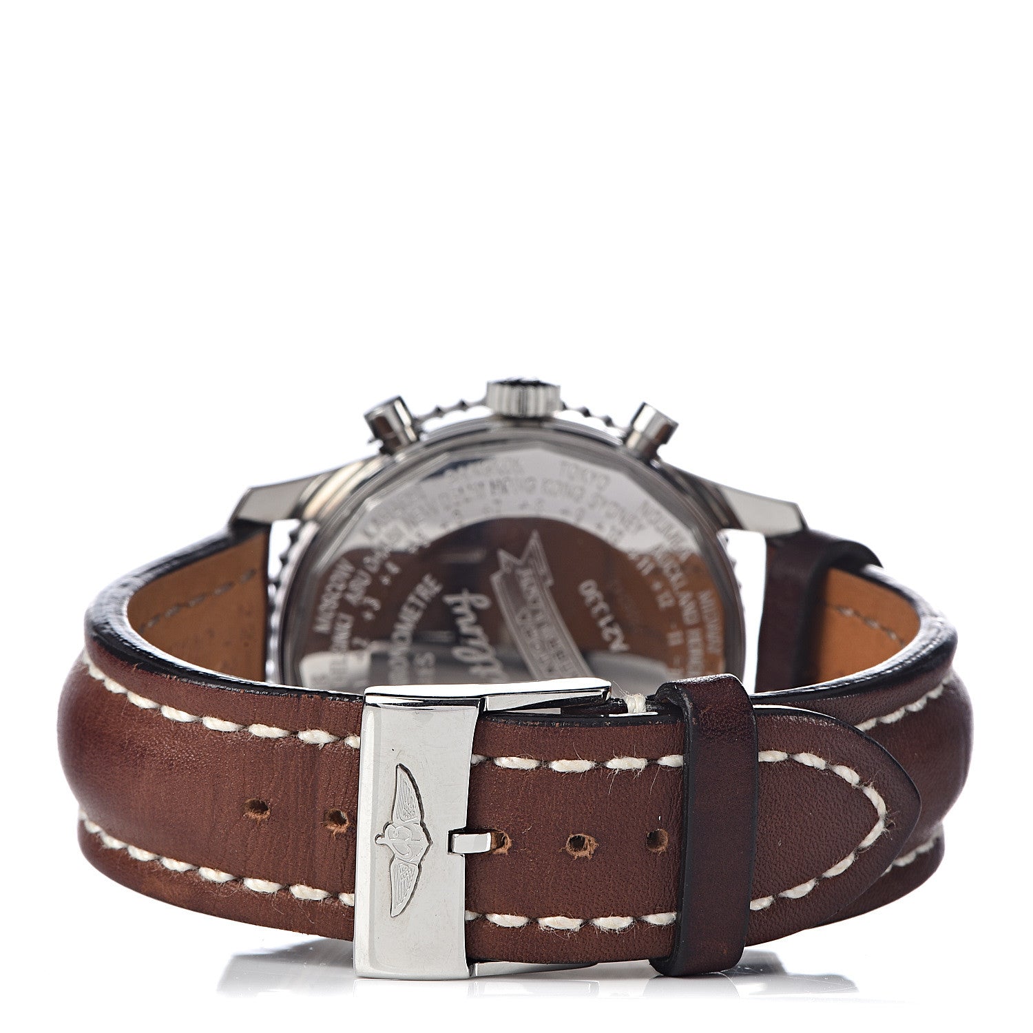 Breitling Stainless Steel Calfskin 43mm Navitimer Montbrillant Datora Chronomat Automatic Watch Brown A21330 4 of 9