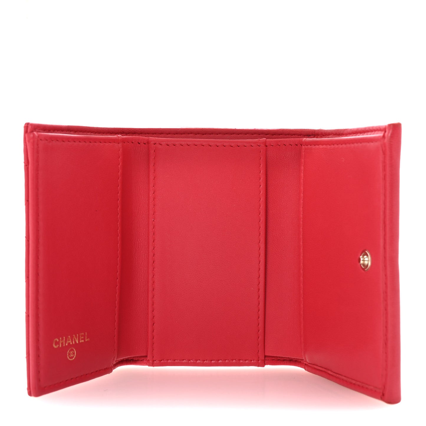 Lambskin Quilted Double Flap Wallet  Dark Pink