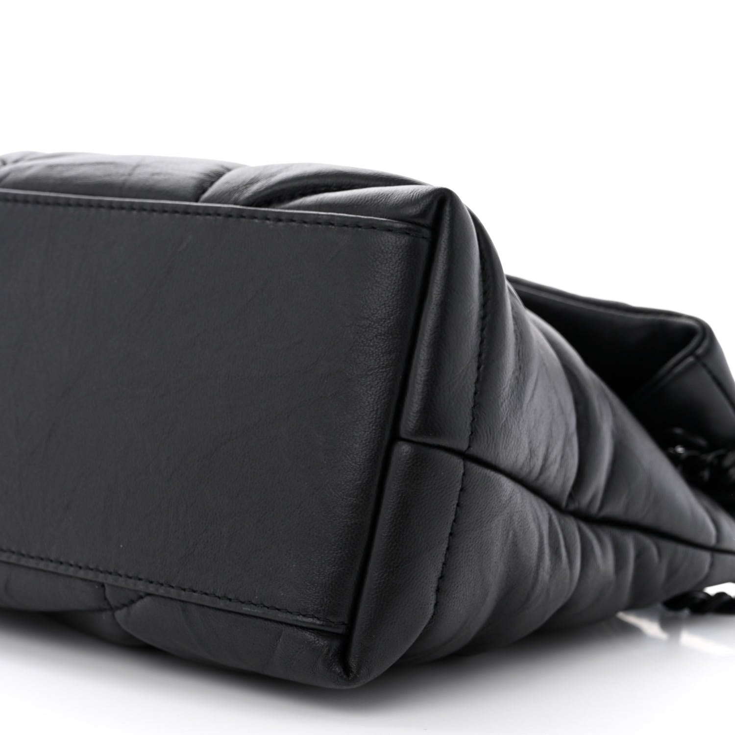Saint Laurent Lambskin Quilted Monogram Monochrome Small Loulou Puffer Chain Satchel Black 10 of 11