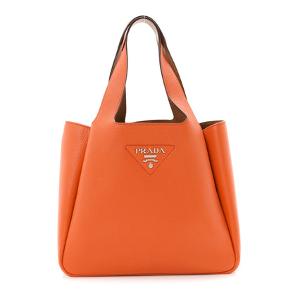 Prada Vitello Daino Soft Medium Dynamique Tote Papaya Caramello 1 of 10