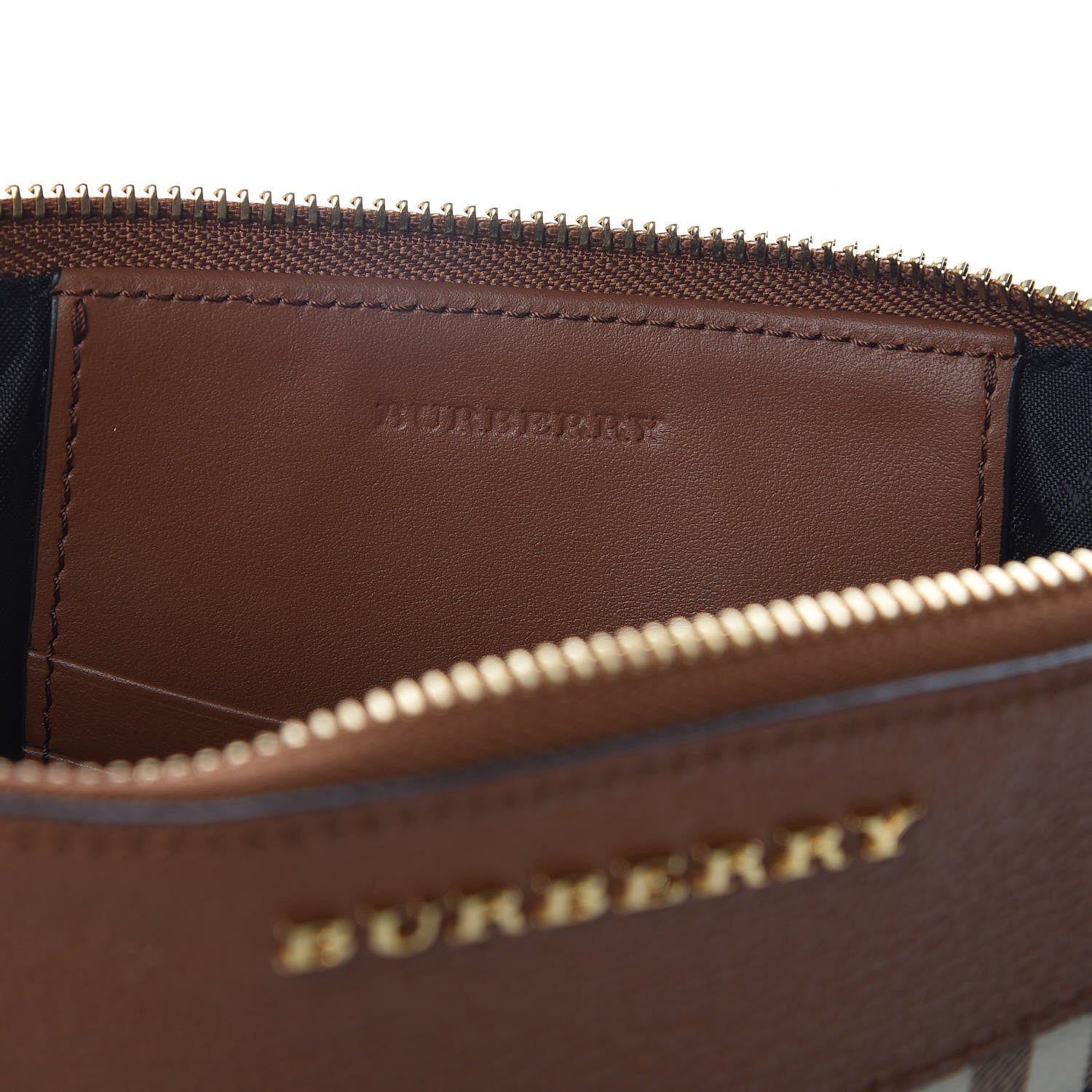 Burberry Haymarket Check Peyton Crossbody Clutch Bag Toffee 6 of 9