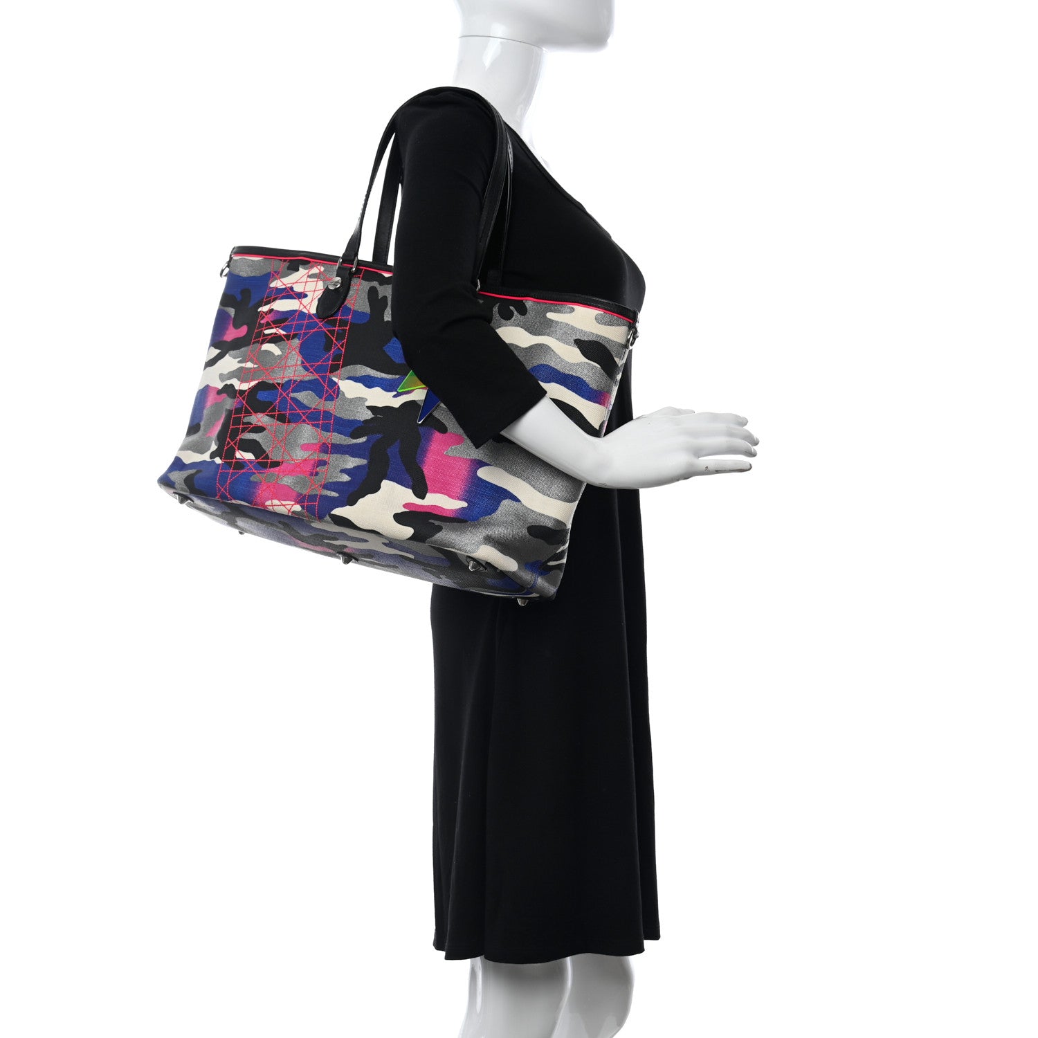 Christian Dior Canvas Large Camouflage Anselm Reyle Tote 2 of 12