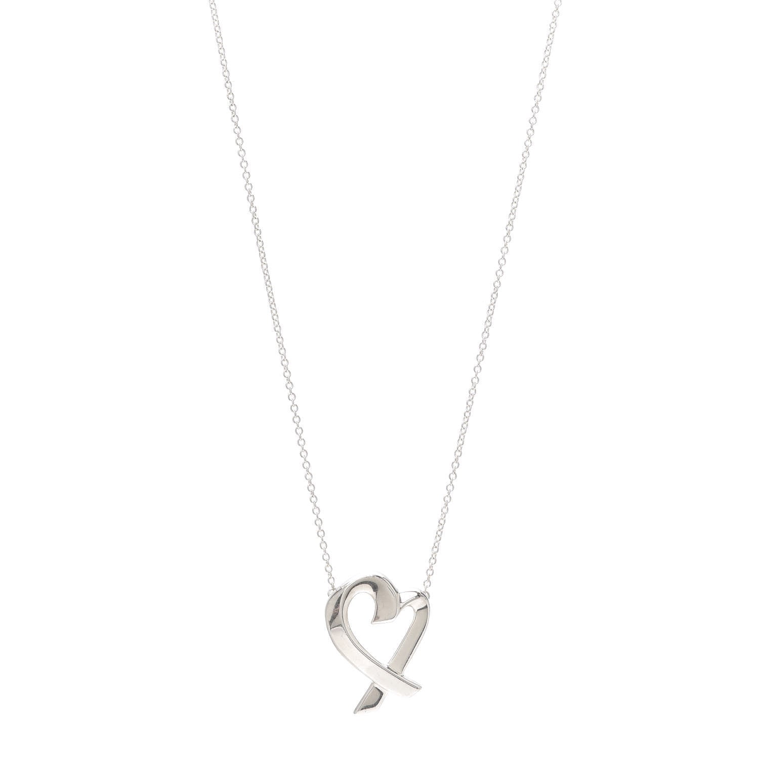 Tiffany Sterling Silver Paloma Picasso Loving Heart Pendant Necklace 1 of 5