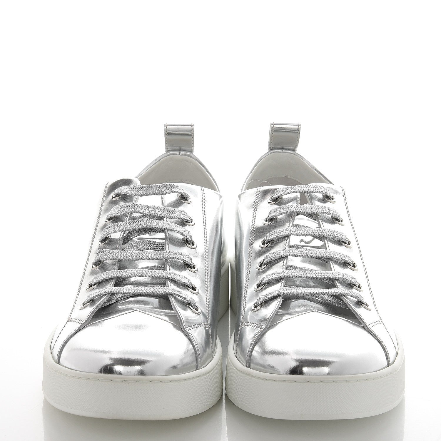 Louis Vuitton Patent Calfskin Frontrow Sneakers 40 Silver 2 of 8