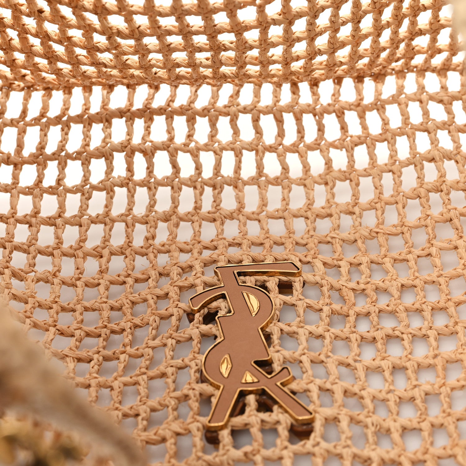 Saint Laurent Raffia Calfskin Oxalis Shoulder Bag Naturale 5 of 10