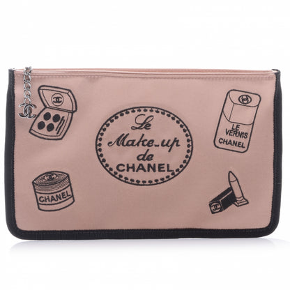 Chanel Satin Icon Cosmetic Pouch Pink Black 1 of 7