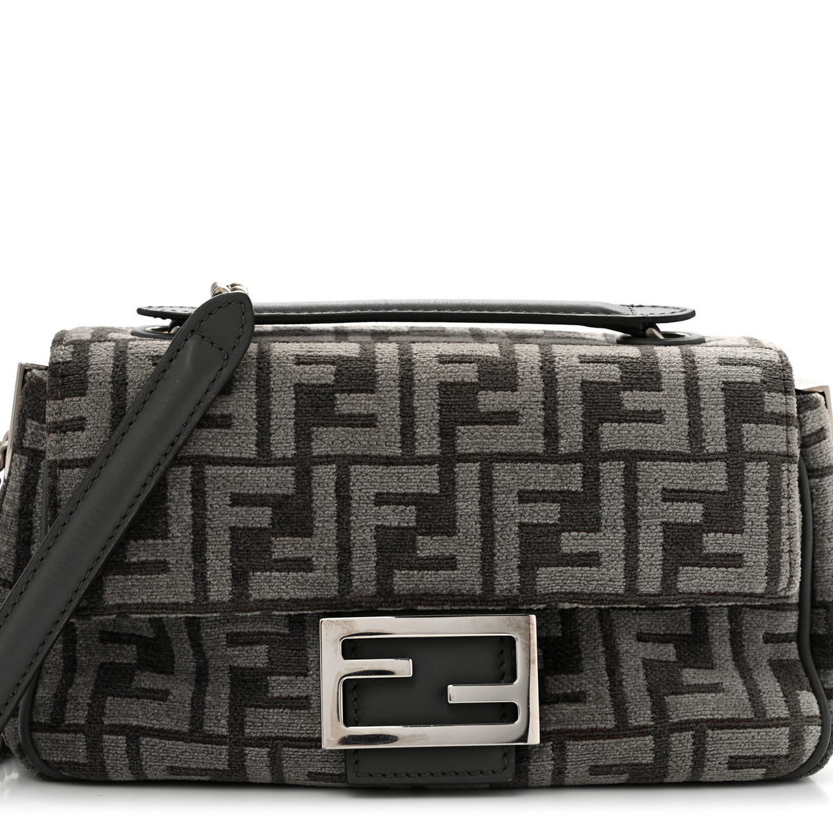 Chenille Vitello Seta FF Midi Chain Baguette Tortora