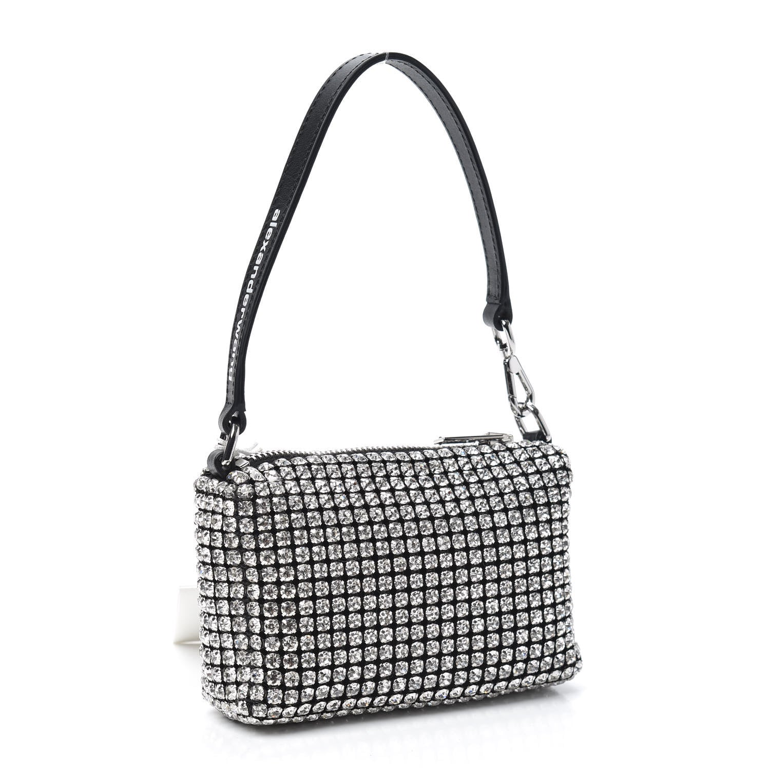 Alexander Wang Mesh Crystal Rhinestone Mini Heiress Pouch Black Silver 3 of 9