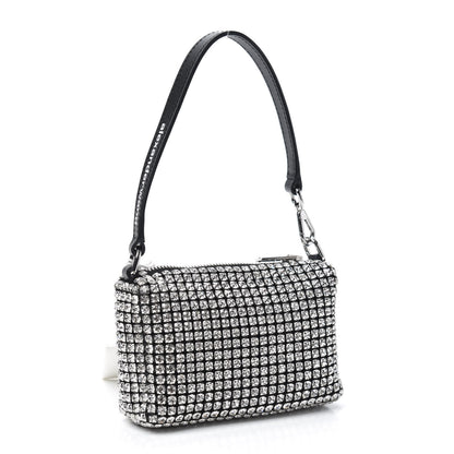 Alexander Wang Mesh Crystal Rhinestone Mini Heiress Pouch Black Silver 3 of 9