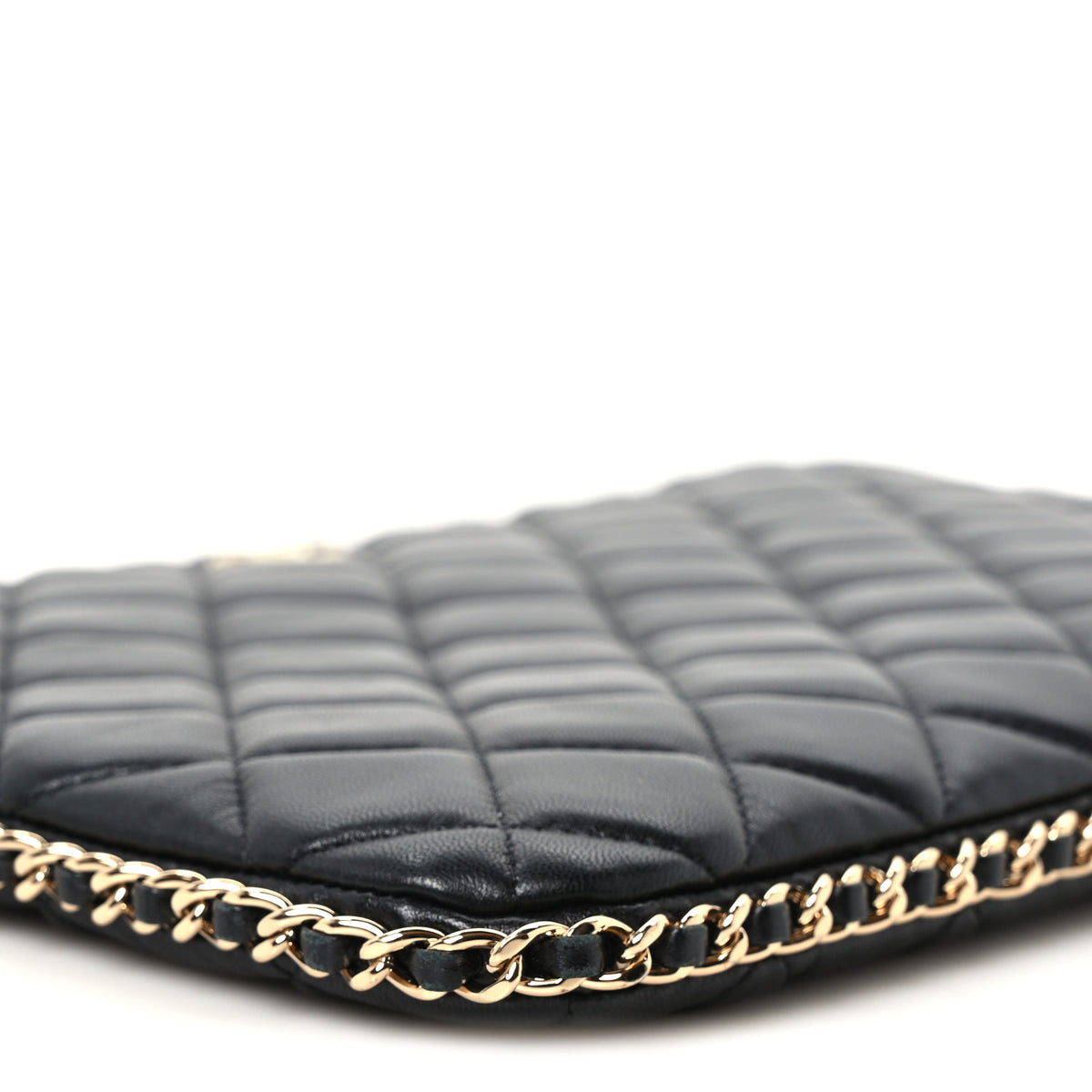 Chanel Lambskin Quilted Chain Around Medium Cosmetic Case Black 9 of 10