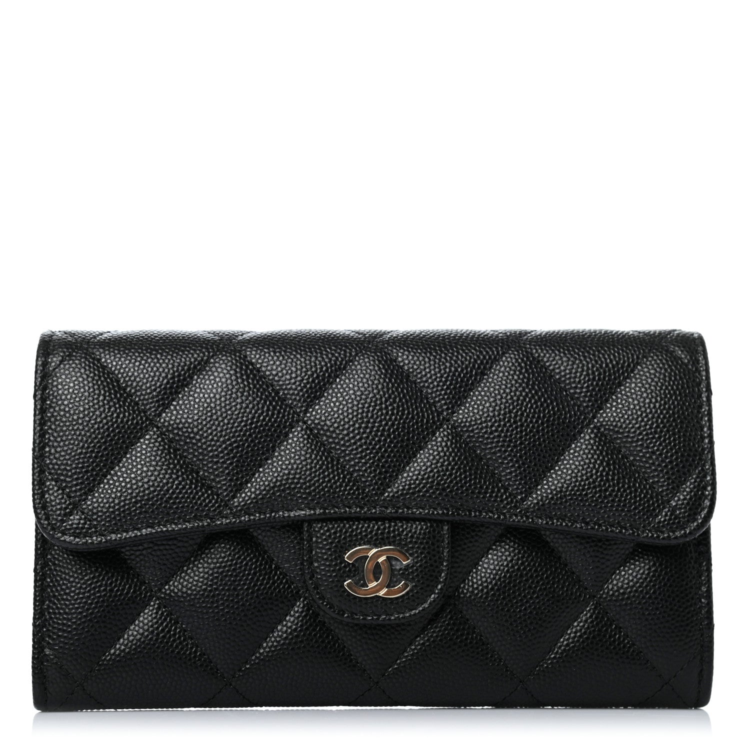 Chanel Caviar Quilted Medium Gusset Flap Wallet Black 1 of 4