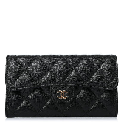 Chanel Caviar Quilted Medium Gusset Flap Wallet Black 1 of 4