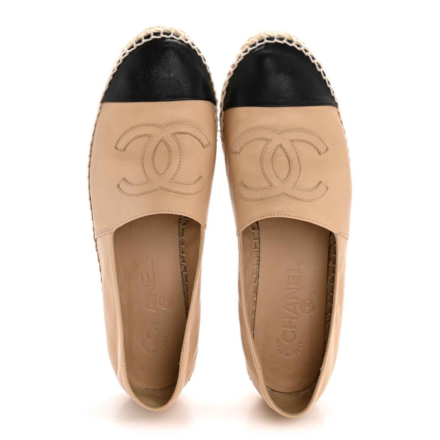 Lambskin CC Espadrilles 38 Beige Black