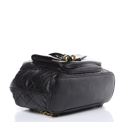 Chanel Lambskin Quilted Drawstring Backpack Black 4 of 14