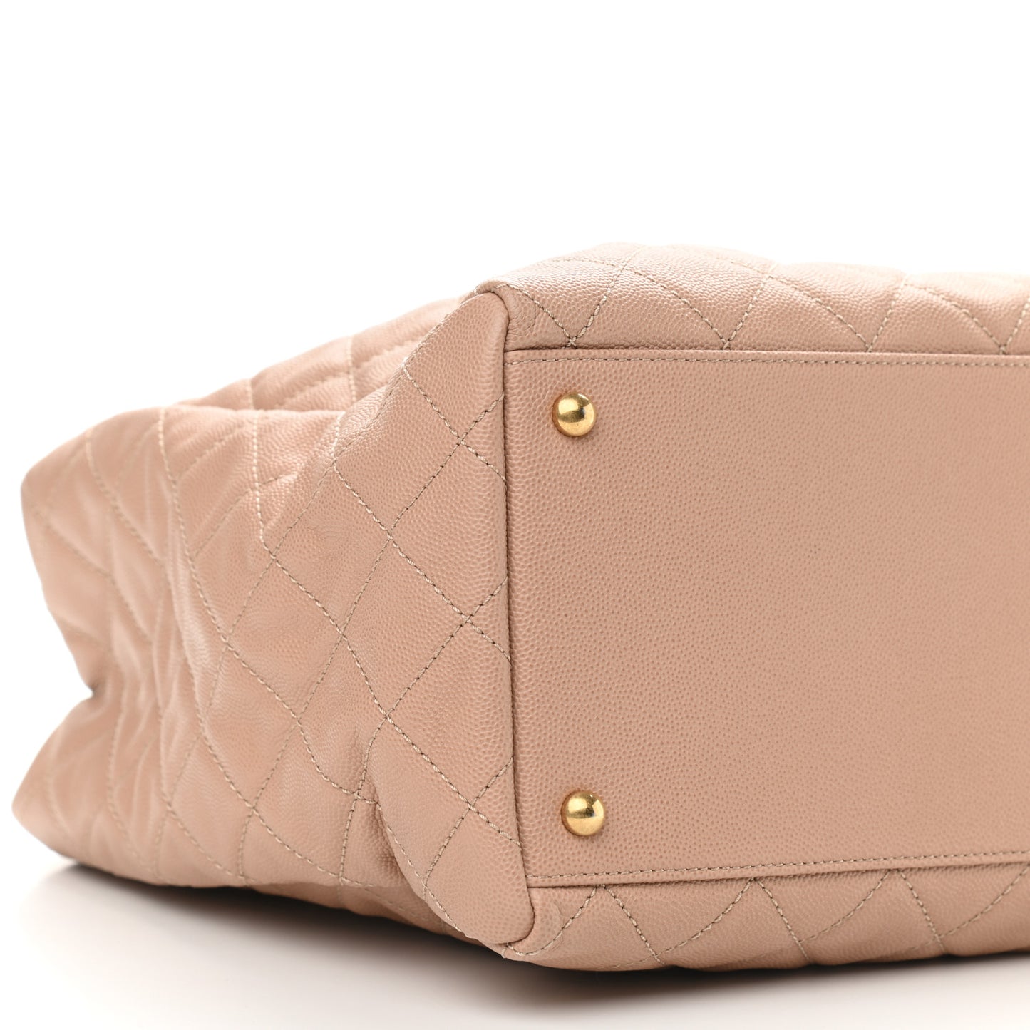 Caviar Quilted Large Coco Handle Shopping Tote Beige