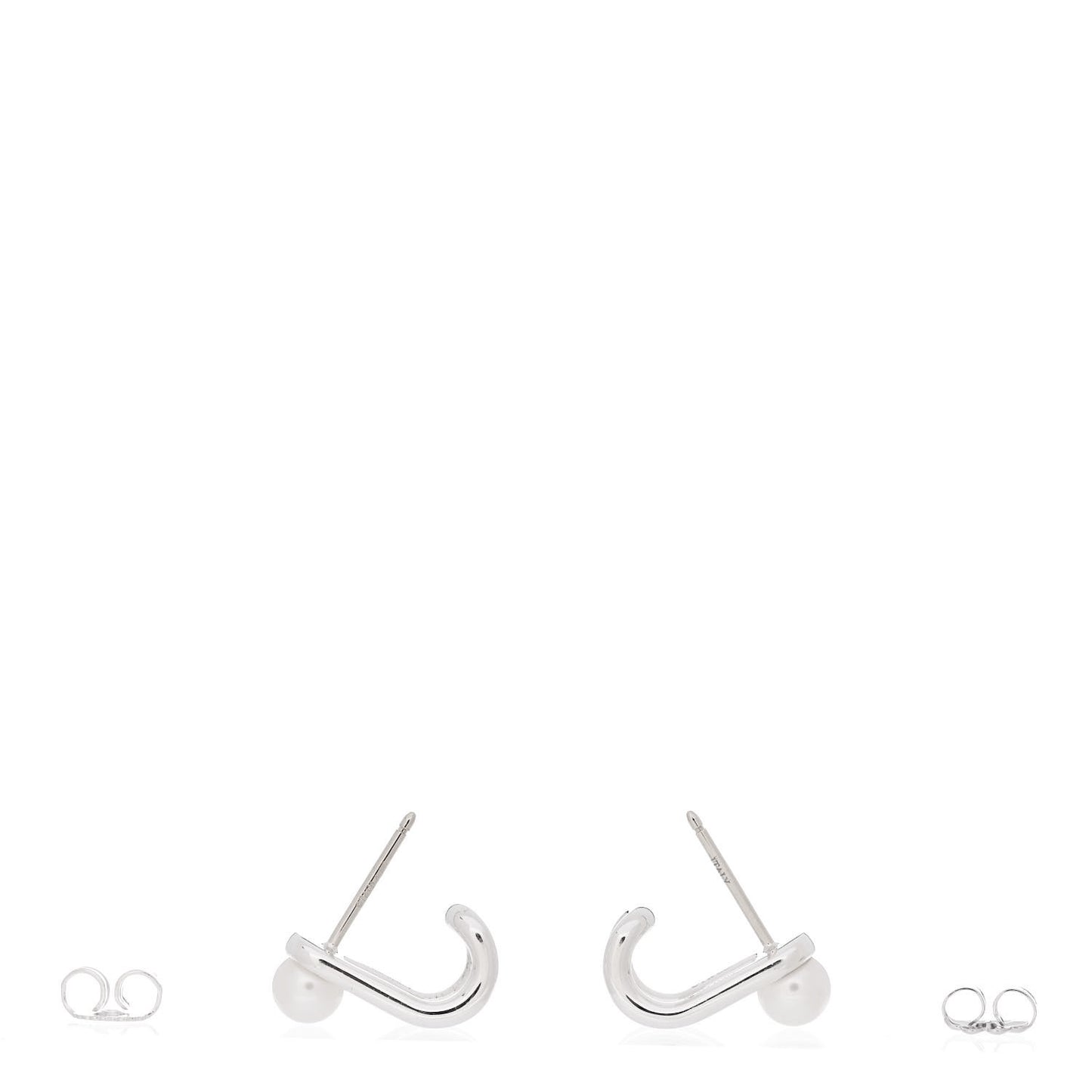 Sterling Silver Pearl HardWear Double Hinged Earrings
