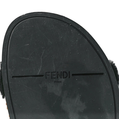 Fendi Shearling FF Fendi Feel Sandals 39 Tobacco Black 7 of 8