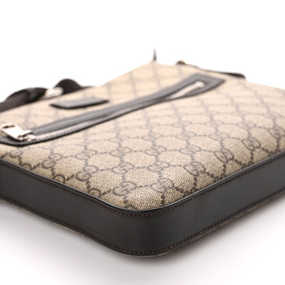 Gucci GG Supreme Monogram Selleria Calfskin Small Flat Messenger Bag Beige Ebony Cocoa Marrone Scuro 4 of 9