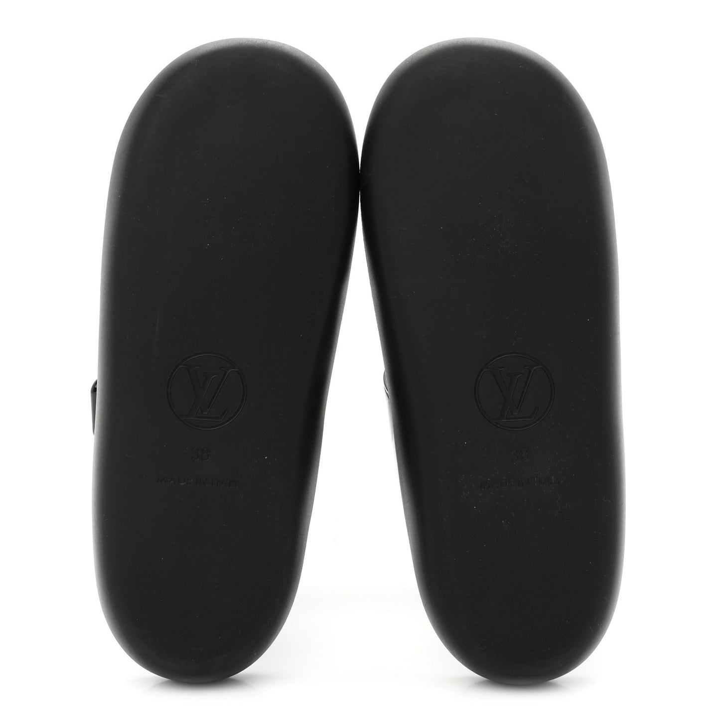Monogram Sunbath Flat Mule Sandals 38 Black