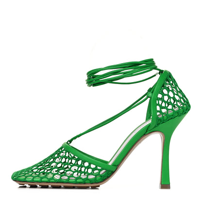 Bottega Veneta Mesh Nappa Stretch Ankle Tie 90mm Sandals 39 Grass 1 of 7