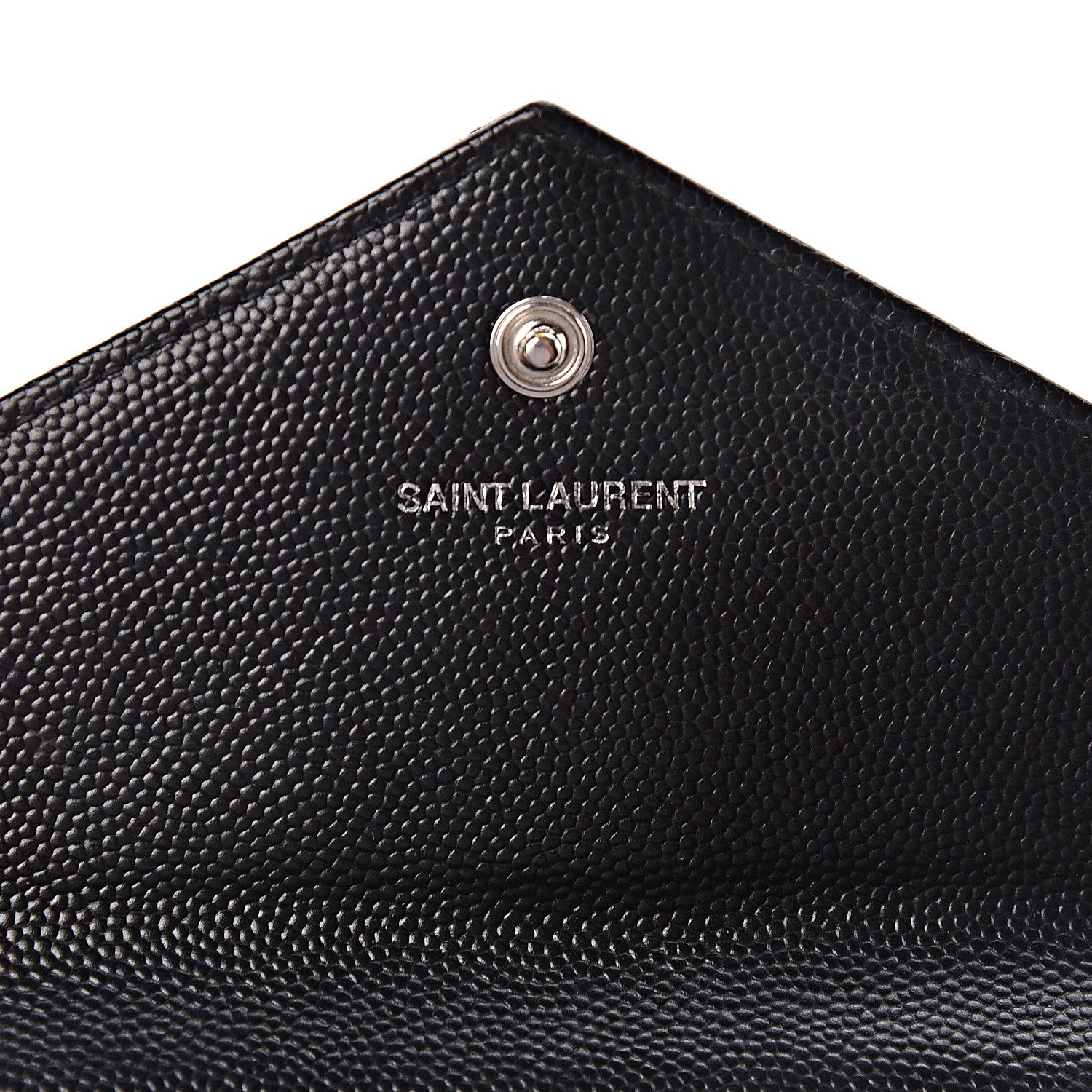 Saint Laurent Grain De Poudre Matelasse Chevron Small Monogram Envelope Wallet Black 6 of 7