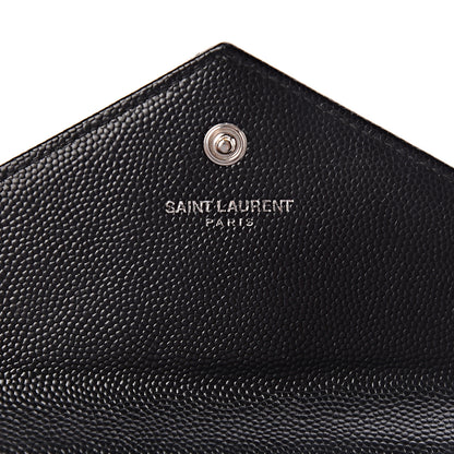 Saint Laurent Grain De Poudre Matelasse Chevron Small Monogram Envelope Wallet Black 6 of 7