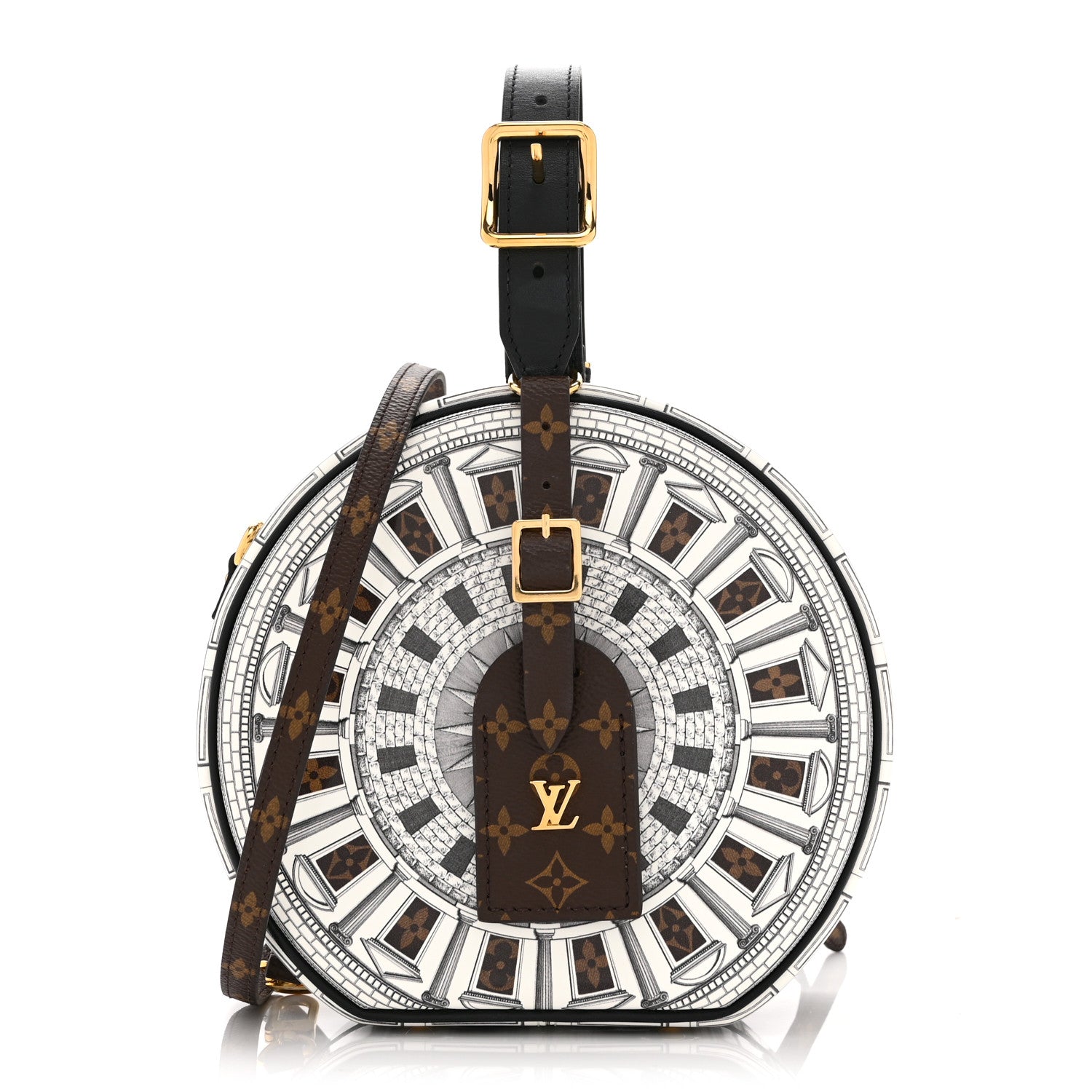 Louis Vuitton X FORNASETTI Calfskin Architettura Petite Boite Chapeau White Black 1 of 9