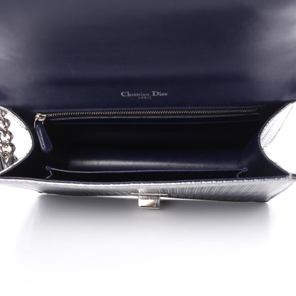 Christian Dior Metallic Patent Micro-Cannage Gradient Medium Diorama Flap Bag Silver Blue 5 of 10